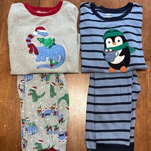 3 sets of long sleeve, pant Gymboree winter holiday pajamas BUNDLE